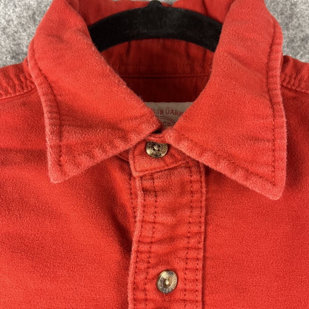 CC Filson Flannel Shirt Mens Medium Orange Button Up Heavy Rugged Outdoor Work - Picture 4 of 14